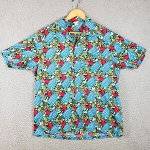 Vintage Captain Morgan Mens L Shirt Parrot Bay Button Up S/S Hawaiian USA Made